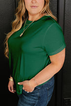 Plus Size Solid Rolled Short Sleeve T-Shirt