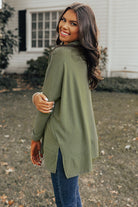 Women's ShirtsJungle Green Cowl Neck Shift Tunic Top - VacationGrabs