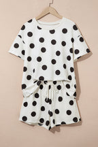 Polka Dot Short Sleeve Tee & Drawstring Shorts Set