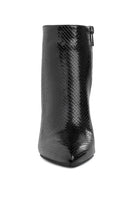 Textured stiletto heel ankle boots by Rag Company in sleek black for stylish women