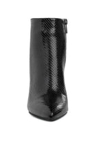 Textured stiletto heel ankle boots by Rag Company in sleek black for stylish women