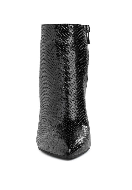 Textured stiletto heel ankle boots by Rag Company in sleek black for stylish women
