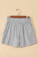 Stripe Lace-Up Elastic Waist Pocketed Shorts