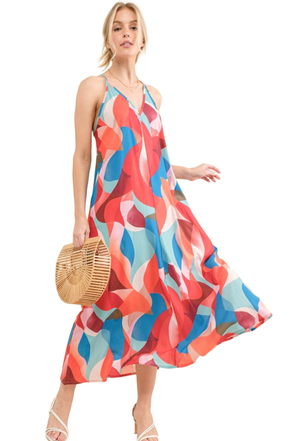 Women's Dresses And the Why Printed Crisscross Back Cami Dress