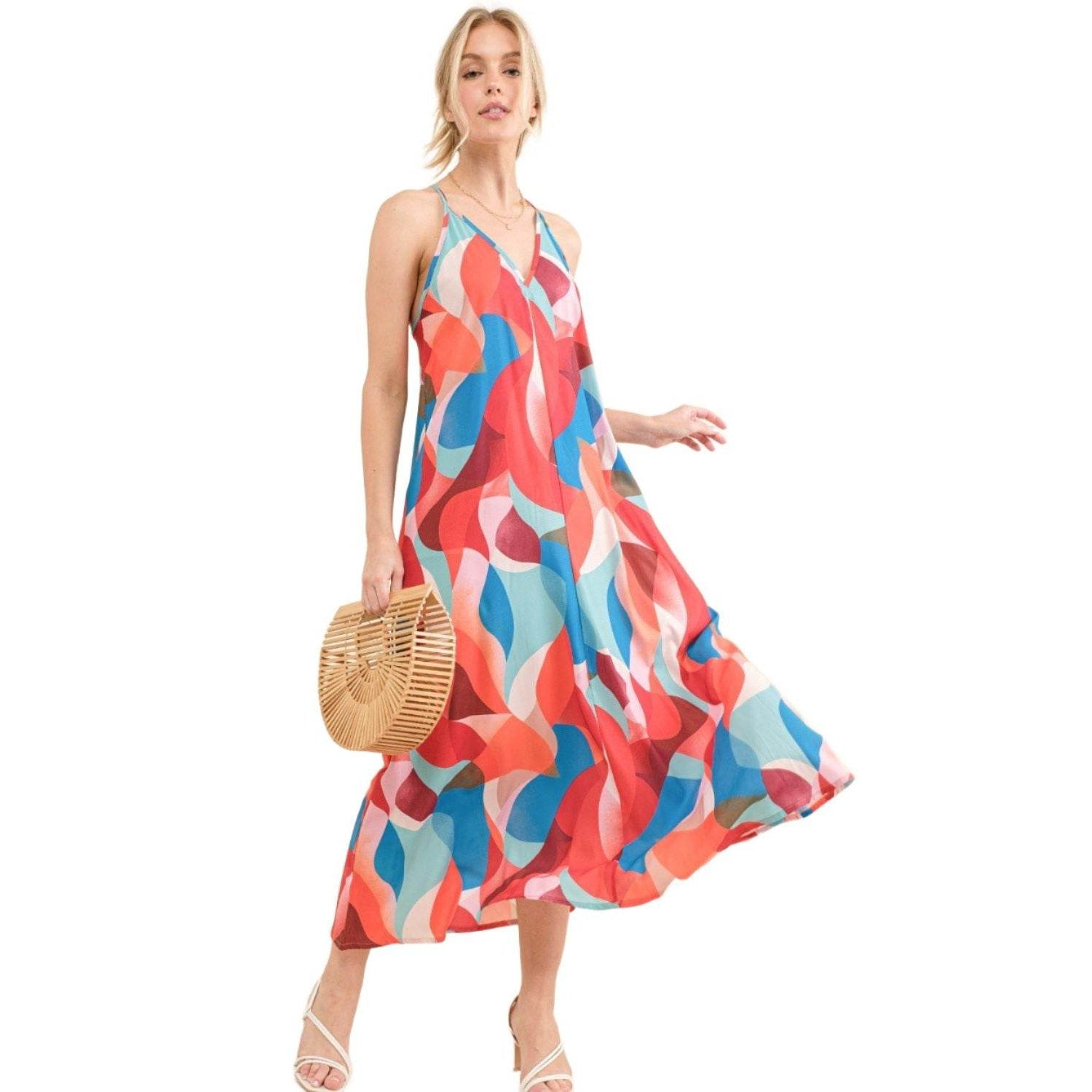 And the Why Printed Crisscross Back Cami Dress - VacationGrabs