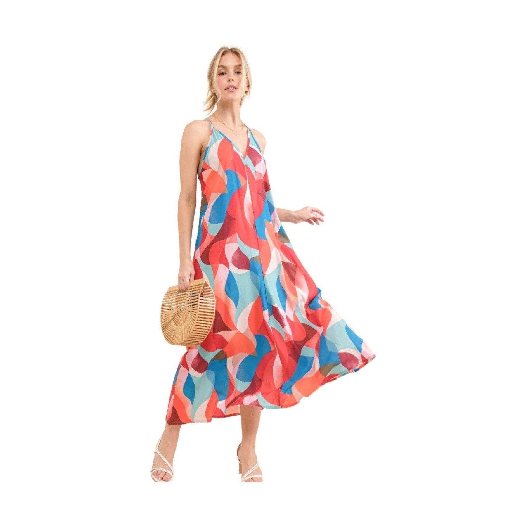 And the Why Printed Crisscross Back Cami Dress - VacationGrabs