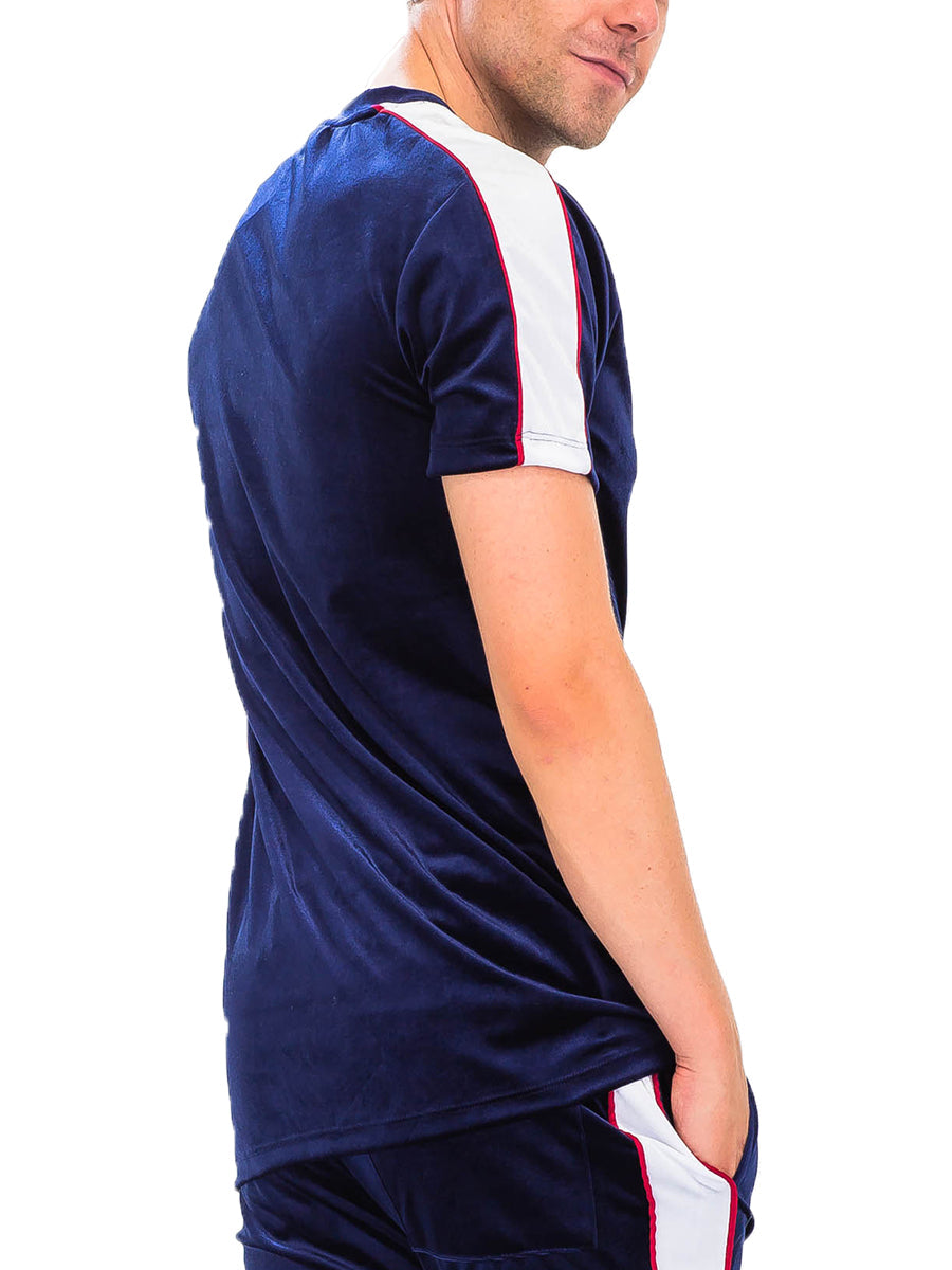 Edison Velour Tee with Piping Detail
