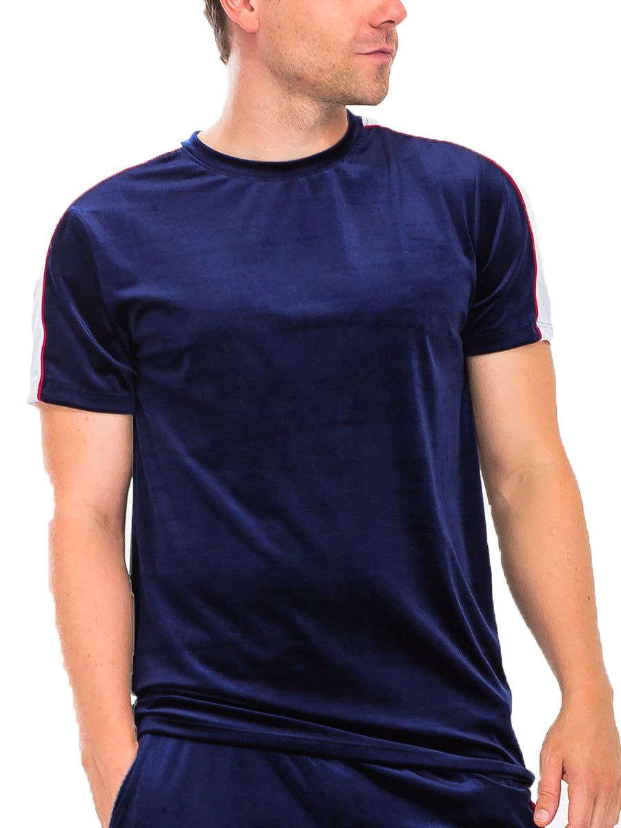 Edison Velour Tee with Piping Detail