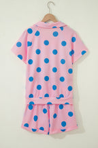 Polka Dot V-Neck Tee & Drawstring Shorts Set