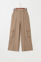 Solid Elastic High-Waist Pants