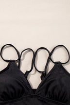 Tropical Colorblock Ribbed High Waist Bikini Swimsuit