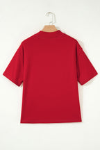 Reversible Contrast Stitching Mock Neck T-Shirt