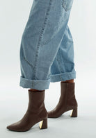 Rag Company metallic accent ankle boots in brown with stylish block heels, ideal for trendy outfits