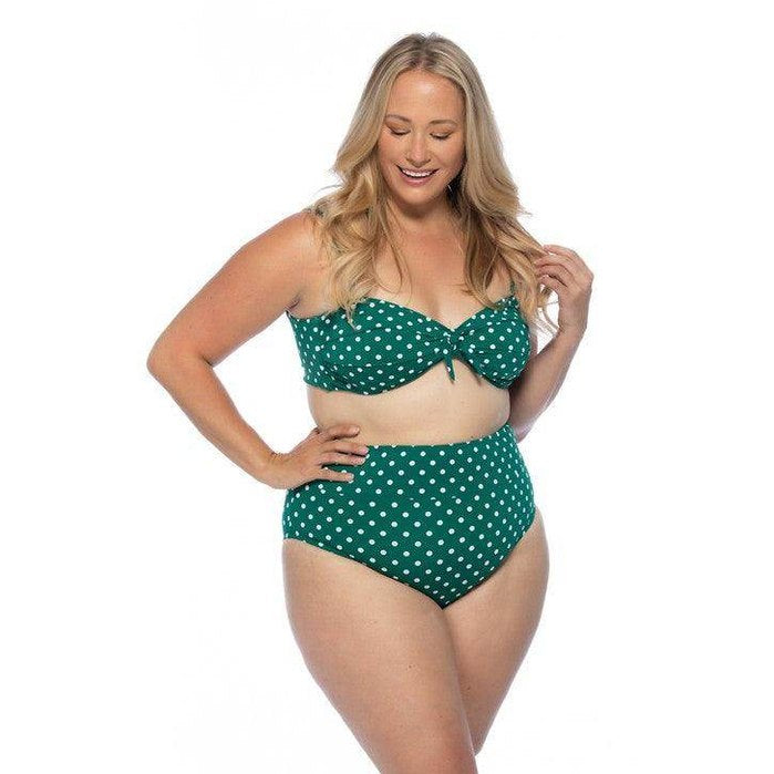 Green Polka Dot High Waist Bikini Set - VacationGrabs