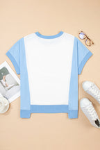 Colorblock Exposed Seam Crew Neck T-Shirt