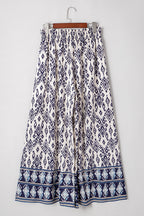 Boho Smocked High Waist Wide Leg Pants