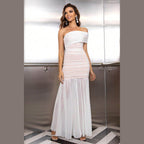 One-Shoulder Ruched Maxi Dresses - VacationGrabs