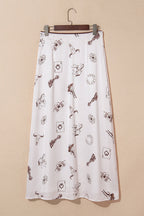 Western Lace Trim High Waist Maxi Skirt