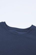 Solid Textured T-Shirt and Drawstring Pants Set