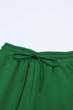 Solid Textured T-Shirt and Drawstring Pants Set