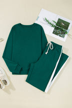 Solid Varsity Stripe Top and  Pants Set