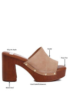 Women's Shoes - Flats Cartera Suede High Block Heel Mules