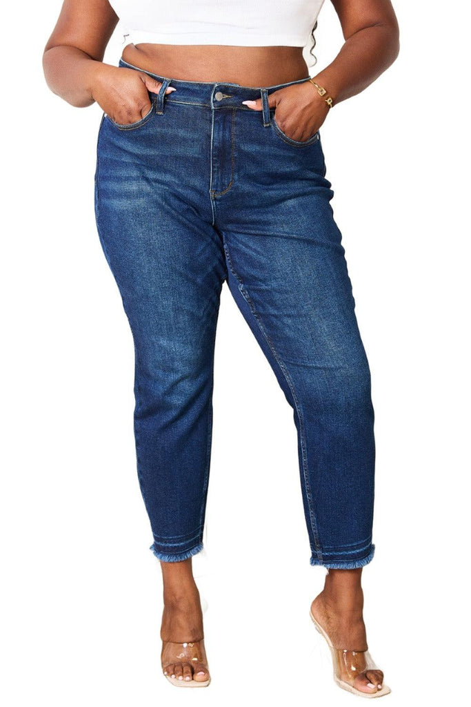 Women's Jeans Judy Blue Full Size High Waist Released Hem Slit Jeans