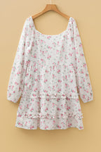 Floral Long Sleeve Ruffle Flared Mini Dress