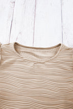 Wavy Textured Ruffle Short Sleeve Top