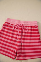 Stripe Puff Sleeve T-Shirt & Drawstring Shorts Set