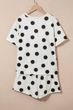 Polka Dot Short Sleeve Tee & Drawstring Shorts Set