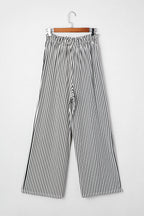 Stripe Tied High Waist Straight Leg Pants