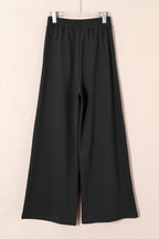 Solid Tied High-Waist Pleated Sweatpants
