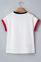 Sequin Star USA Patch Colorblock Trim T-Shirt