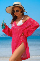 Crochet Side Split Beach Coverups Swimwear Dress - VacationGrabs