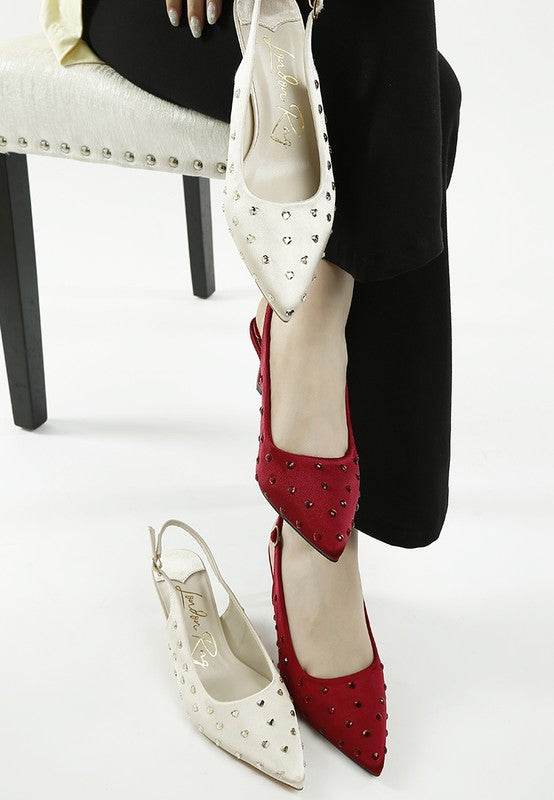 Dasavla Heart-Shaped Rhinestone Studded Slingbacks - VacationGrabs