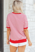 Stripe Drop Shoulder Short Sleeve T-Shirt