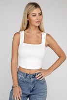 Women's Shirts - Cropped TopsCotton Square Neck Cropped Cami Top - VacationGrabs