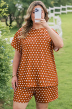Plus Size Polka Dot Tee & Loose Shorts Set