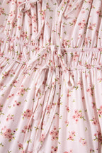 Floral Front Tie Shirred Waist Ruffle Mini Dress