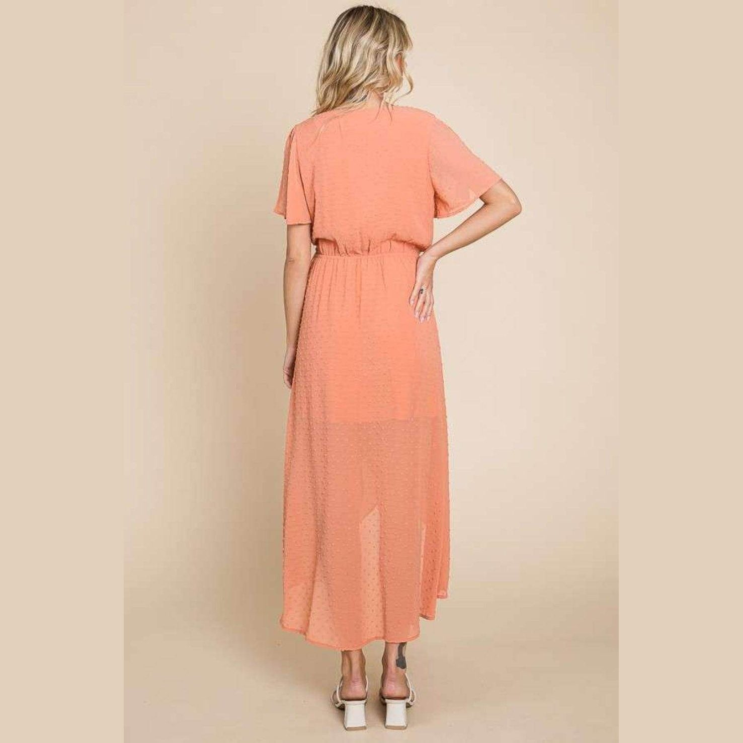 Culture Code Full Size Swiss Dot Tied Slit Short Sleeve - VacationGrabs