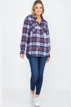 Boyfriend Fit Checker Plaid Flannel Long Sleeve - VacationGrabs