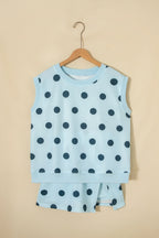 Polka Dot Ribbed Trim Tank & Mini Skort Set