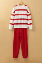 Stripe Drop Shoulder Top and Jogger Pants Set