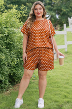 Plus Size Polka Dot Tee & Loose Shorts Set