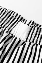 Stripe Pocketed Elastic High Waist Pants