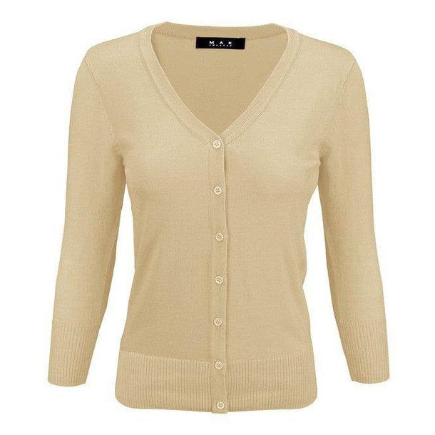 V-Neck Button Down Knit Cardigan Sweater - VacationGrabs