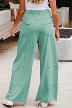 Mineral Wash Reverse Seam Drawstring Elastic Waist Pants