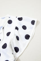 Polka Dot Stripe Patchwork Flutter Sleeve Babydoll Blouse