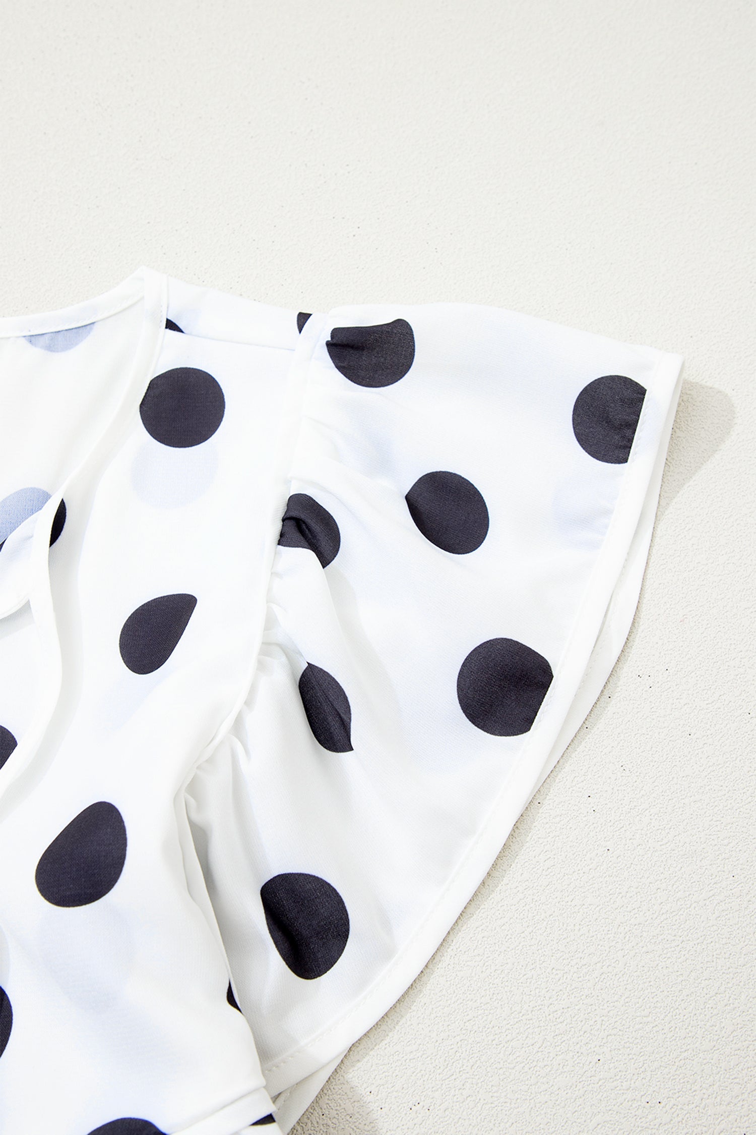 Polka Dot Stripe Patchwork Flutter Sleeve Babydoll Blouse